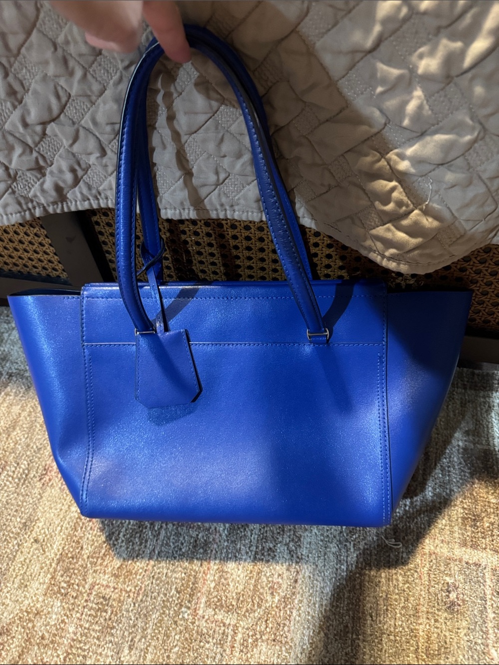 Tory Burch Electric Blue Leather Tote - Picture 5 of 6